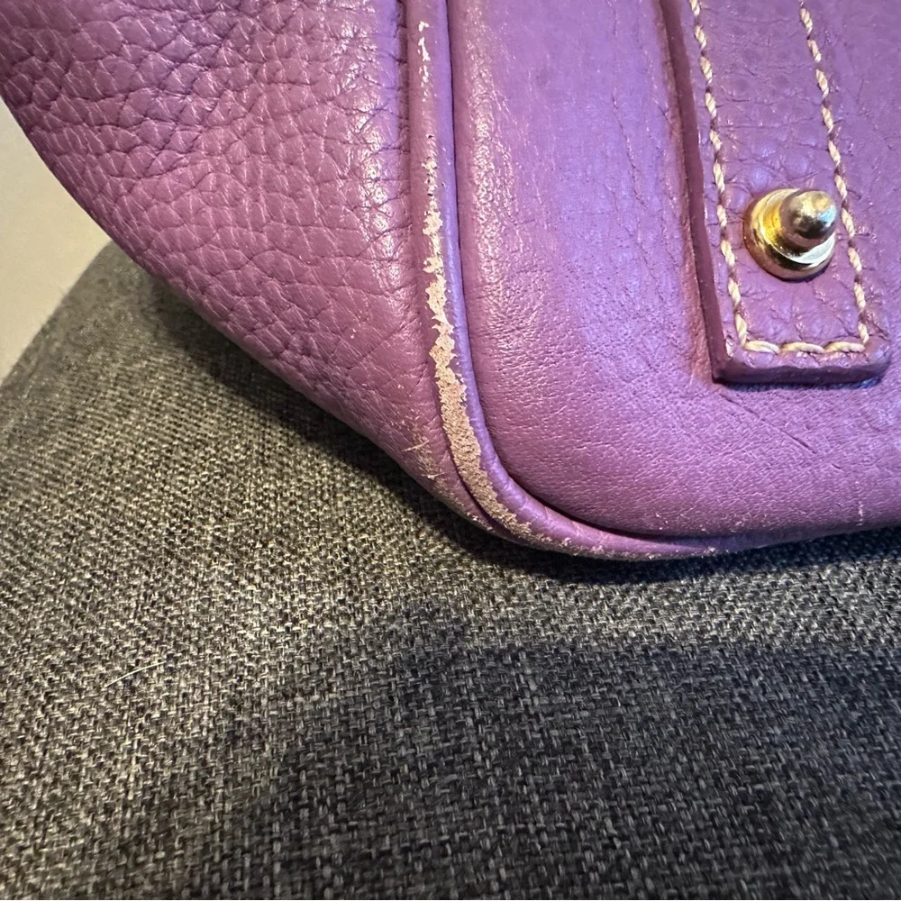 Dooney & Bourke Purple Leather Tote Bag - Picture 5 of 8